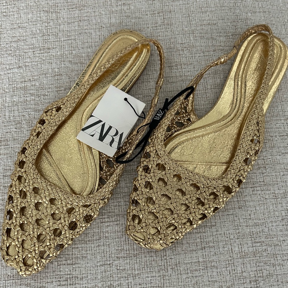 Zara Elegant Gold Women's Flats